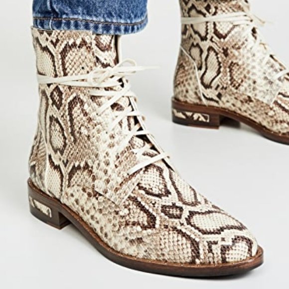 Freda Salvador Shoes | Freda Salvador Ralf Lace Up Boot Vanilla Snake 9 | Color: Cream/Tan | Size: 9 | Amarioni's Closet